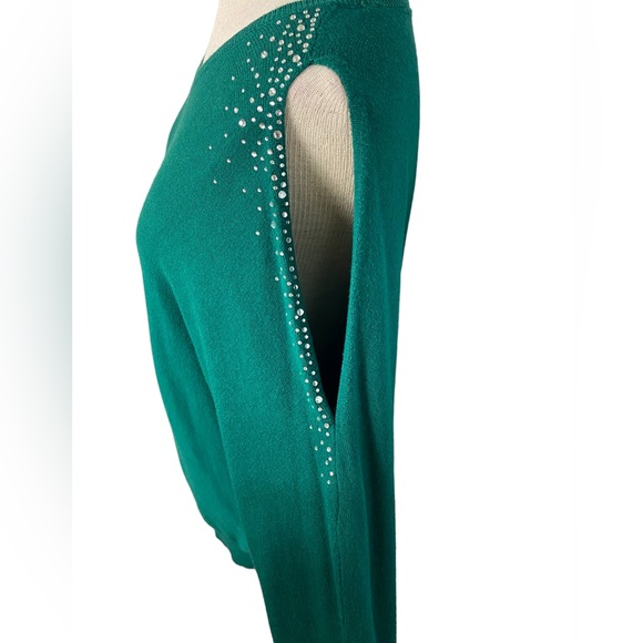 LOFT Green, Cold Shoulder Sweater With Rhinestones Large - Picture 8 of 11